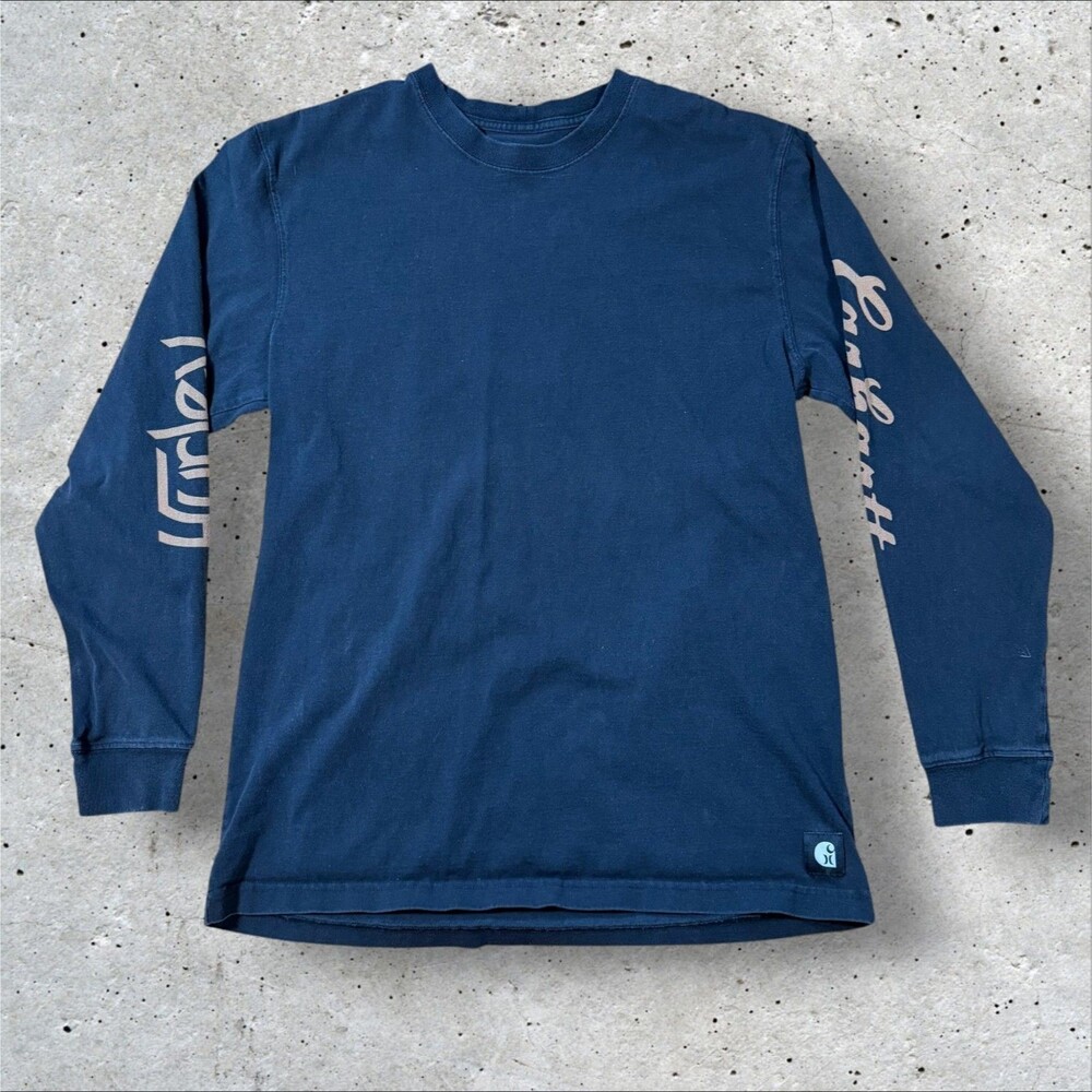 Carhartt x Hurley Long Sleeve Shirt Mens Large Navy Blue Spell Out Workwear Tee